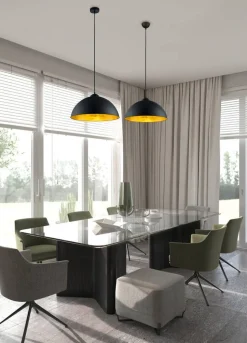 Trio Lighting riippuvalaisin Romino II E27 mattamusta/kulta