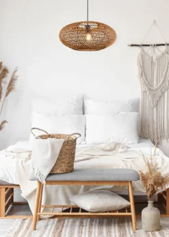 Trio Lighting riippuvalaisin Hedda E27 mattamusta/sisal