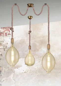 Trio Lighting riippuvalaisin Rope 1-os E27 antiikkimessinki