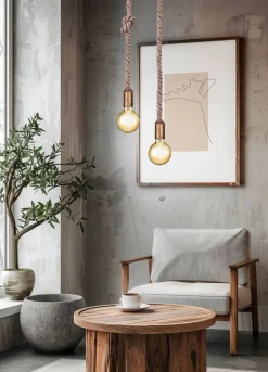 Trio Lighting riippuvalaisin Rope 1-os E27 antiikkimessinki