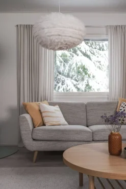 Trio Lighting riippuvalaisin Furry 50 cm E27 hiekanvalkoinen