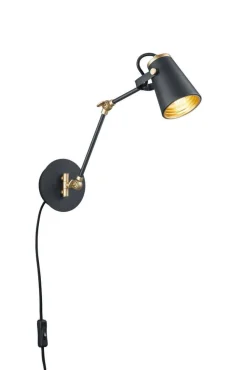 Trio Lighting seinävalaisin Edward E14 mattamusta/kulta