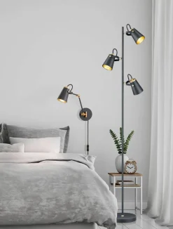 Trio Lighting seinävalaisin Edward E14 mattamusta/kulta