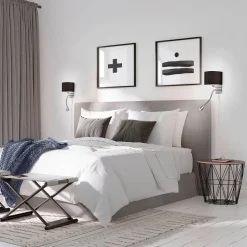 Trio Lighting seinävalaisin Hotel lukuvalolla E14 + LED must