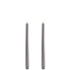 Uyuni LED kynttilä 2,3x25 cm harmaa smooth 2 kpl