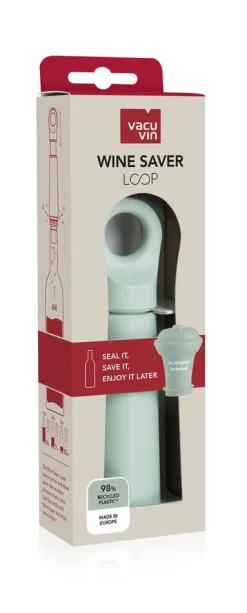 Vacuvin viinipumppu ja korkki Loop Jade