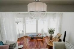 Virvatuli plafondi Sibylla 50 cm harmaa + kristalliprismat