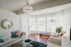 Virvatuli plafondi Sibylla 50 cm harmaa + kristalliprismat