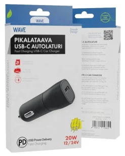 Wave verkkolaturi pikalataava 20 W Type-C latauspäällä musta