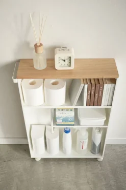 Yamazaki kapea hyllykkö pyörillä Tower valkoinen