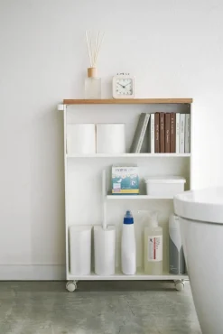 Yamazaki kapea hyllykkö pyörillä Tower valkoinen