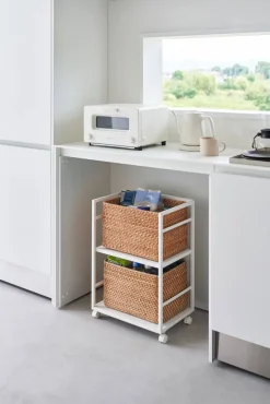 Yamazaki säilytysvaunu Tower 2 tasoa valkoinen